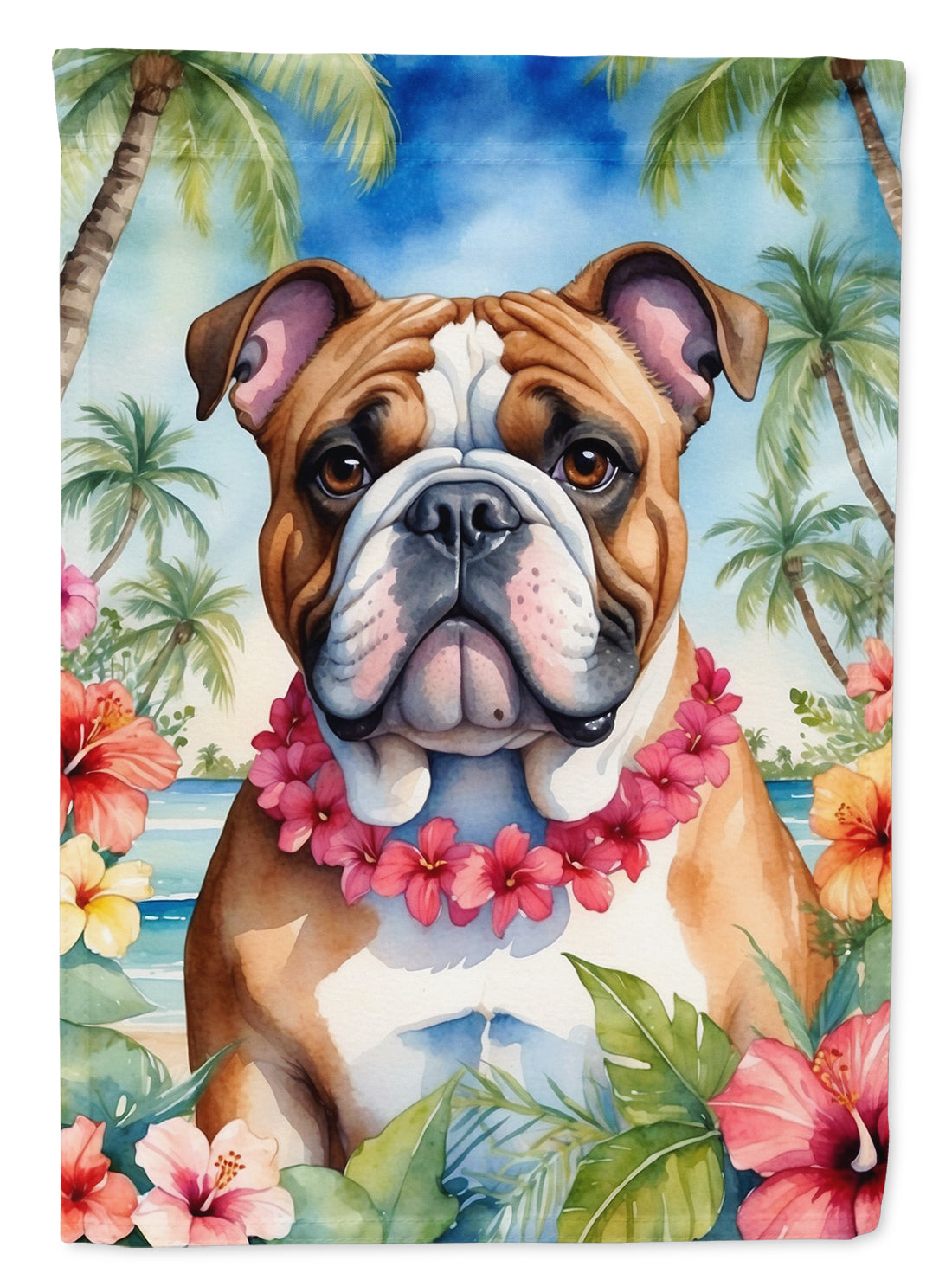 Buy this English Bulldog Luau Garden Flag