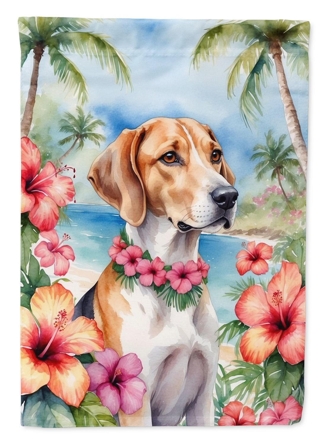 Buy this English Foxhound Luau House Flag
