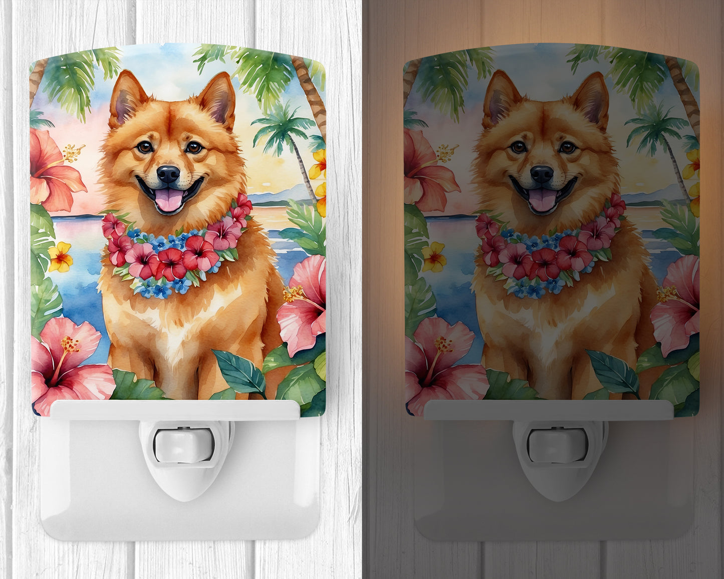 Finnish Spitz Luau Ceramic Night Light