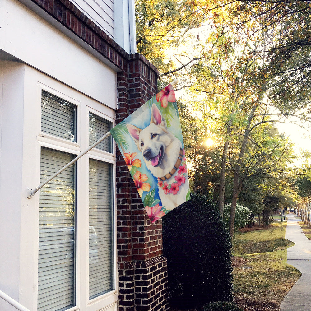 White German Shepherd Luau House Flag