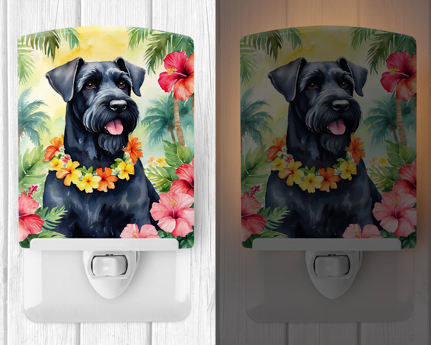 Giant Schnauzer Luau Ceramic Night Light