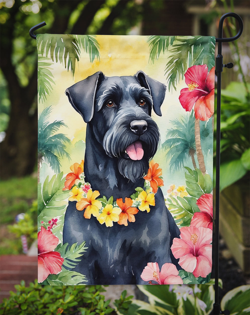 Giant Schnauzer Luau Garden Flag