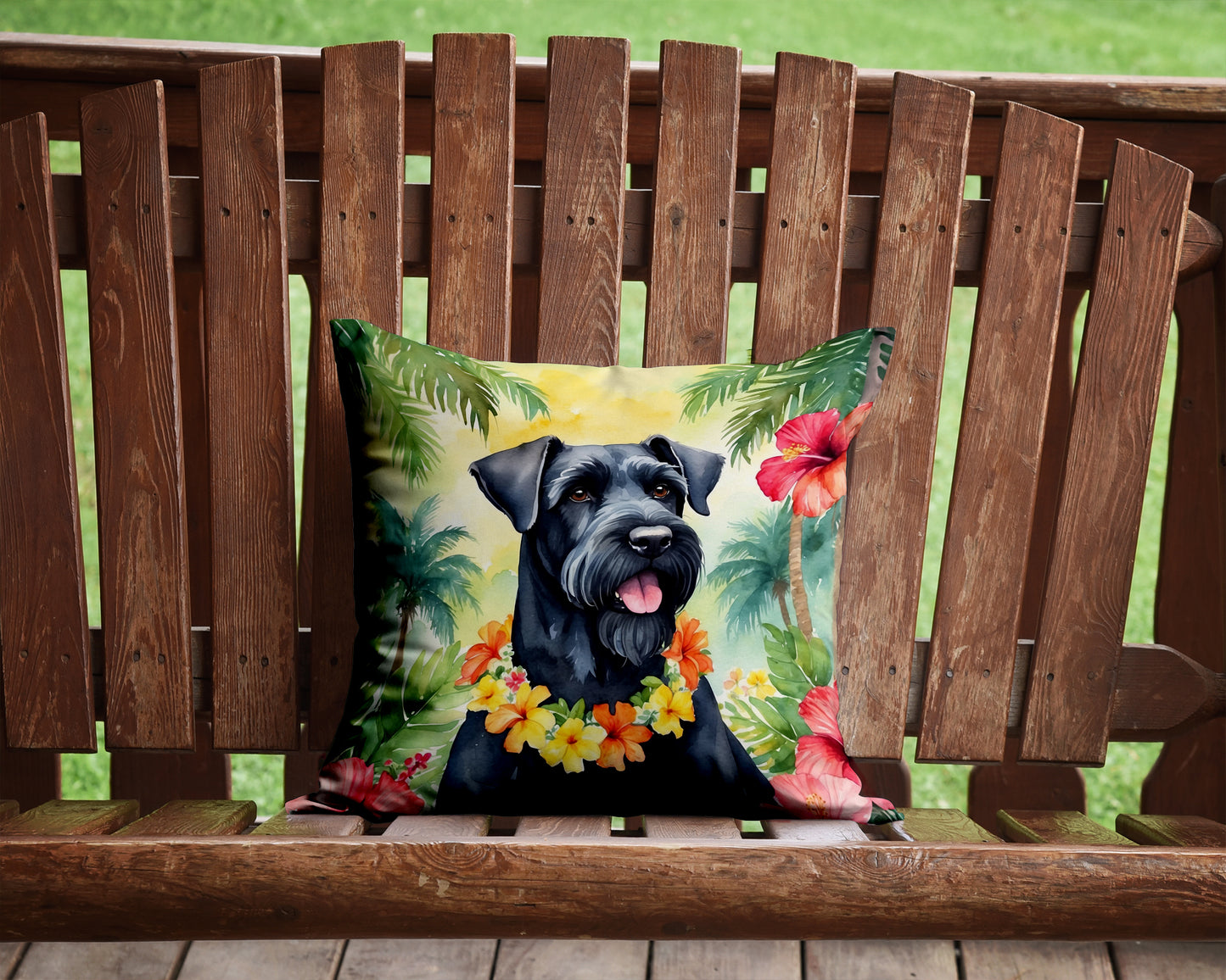 Giant Schnauzer Luau Throw Pillow