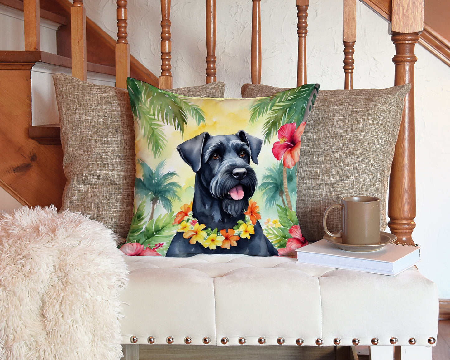 Giant Schnauzer Luau Throw Pillow