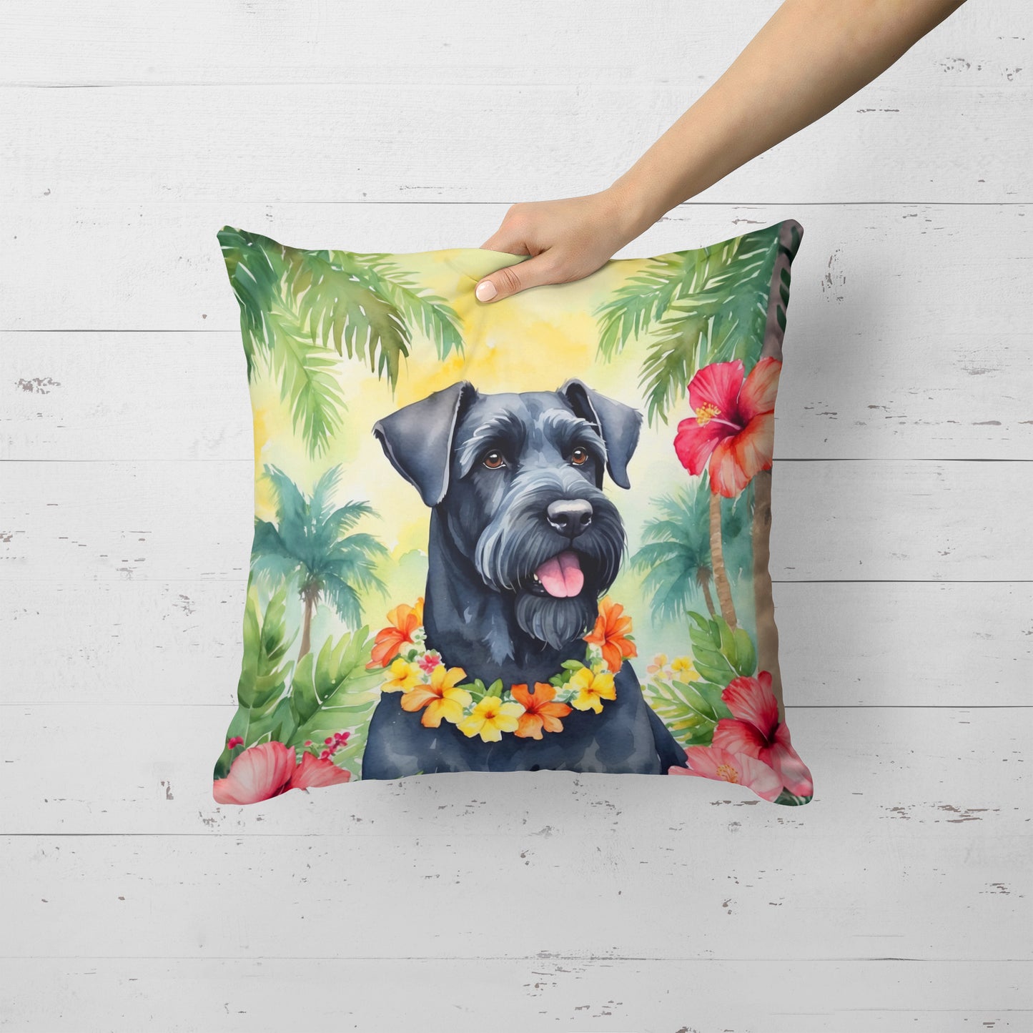 Giant Schnauzer Luau Throw Pillow