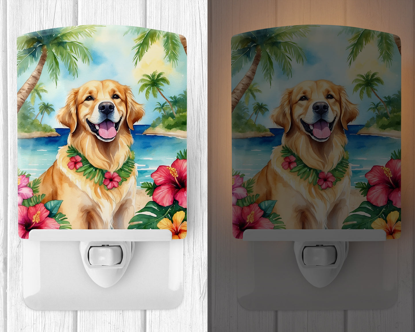 Golden Retriever Luau Ceramic Night Light