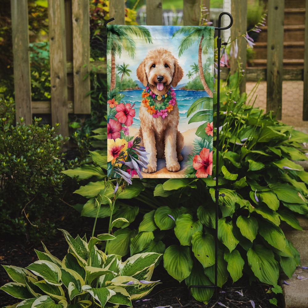 Goldendoodle Luau Garden Flag