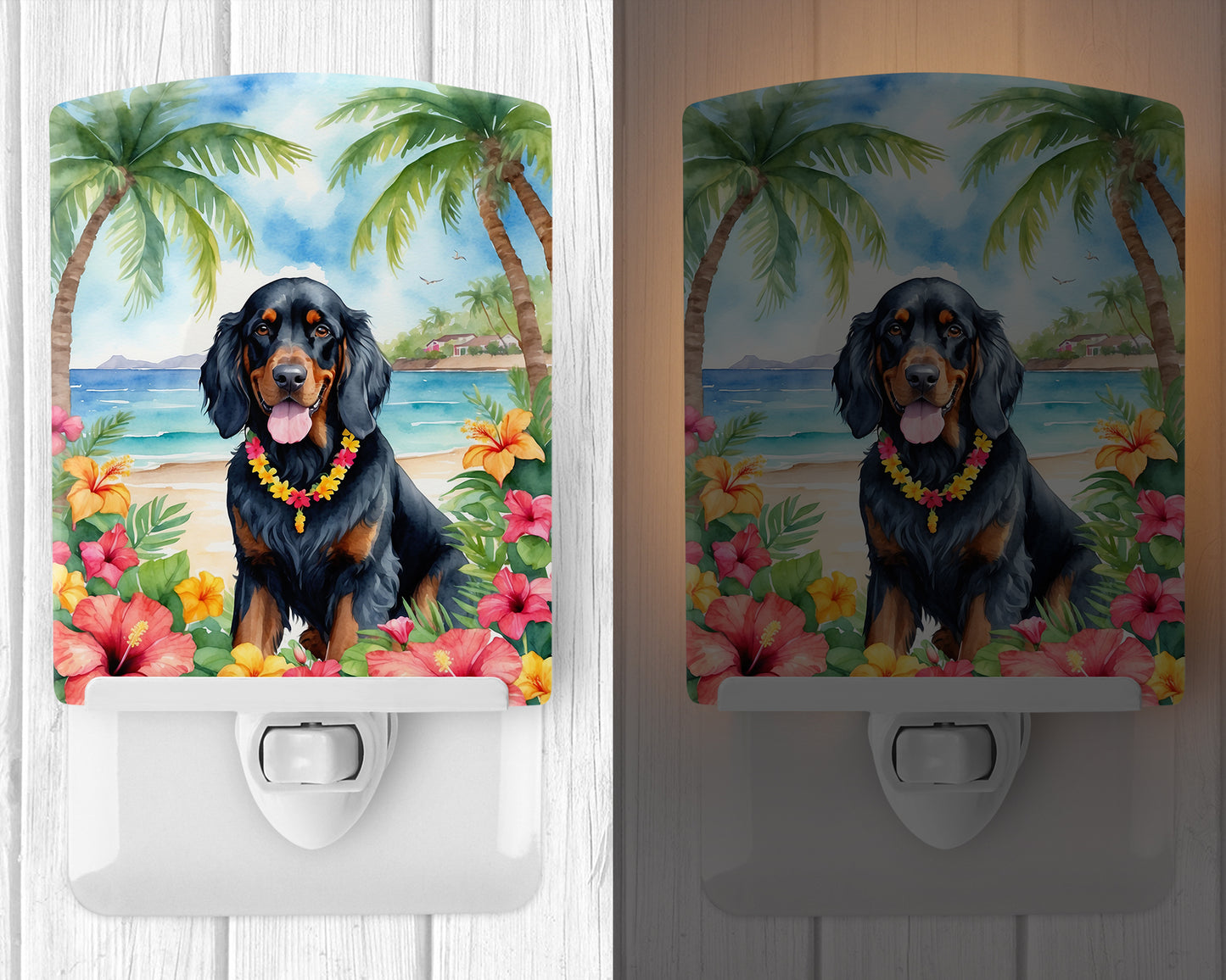 Gordon Setter Luau Ceramic Night Light