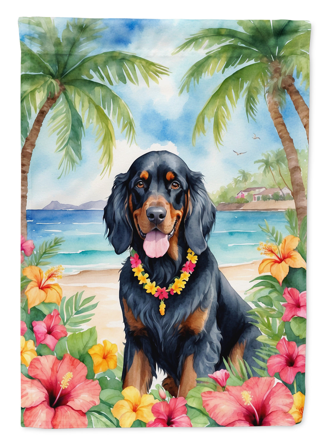 Buy this Gordon Setter Luau Garden Flag