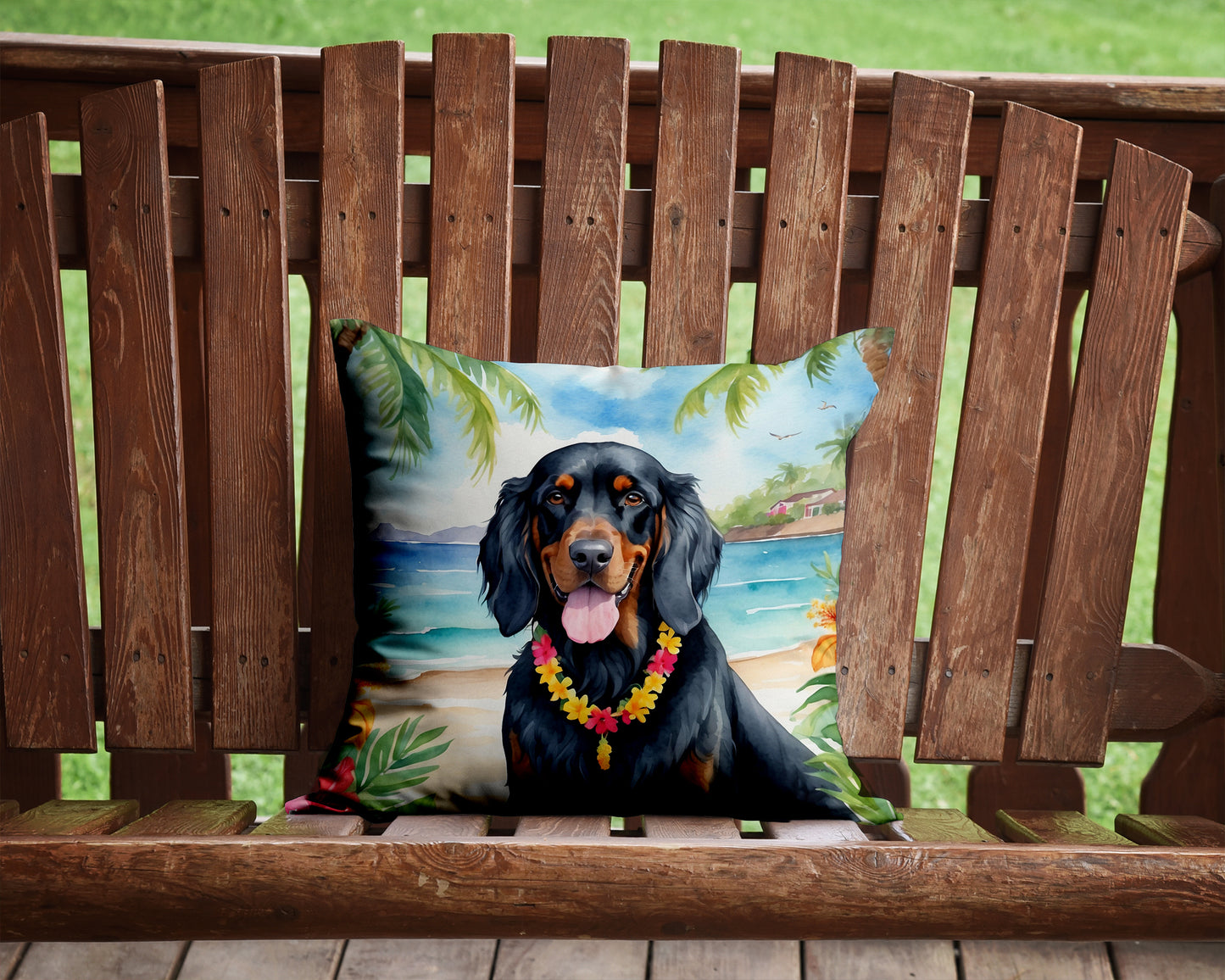 Gordon Setter Luau Throw Pillow