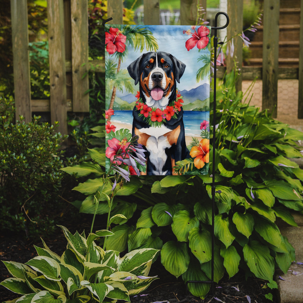 Greater Swiss Mountain Dog Luau Garden Flag
