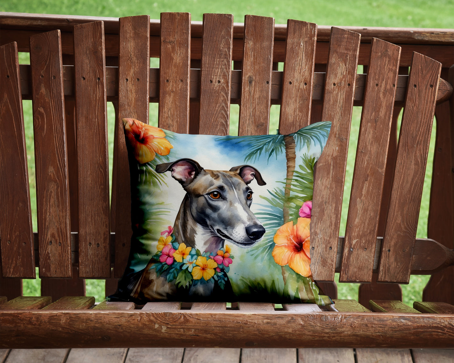 Greyhound Luau Throw Pillow