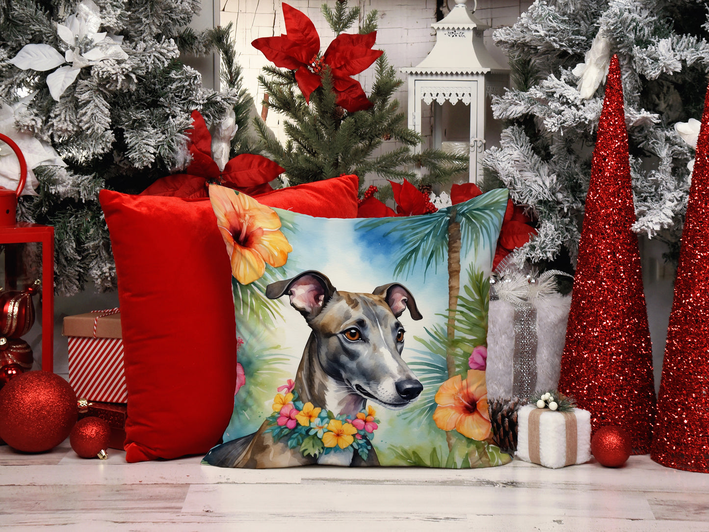 Greyhound Luau Throw Pillow