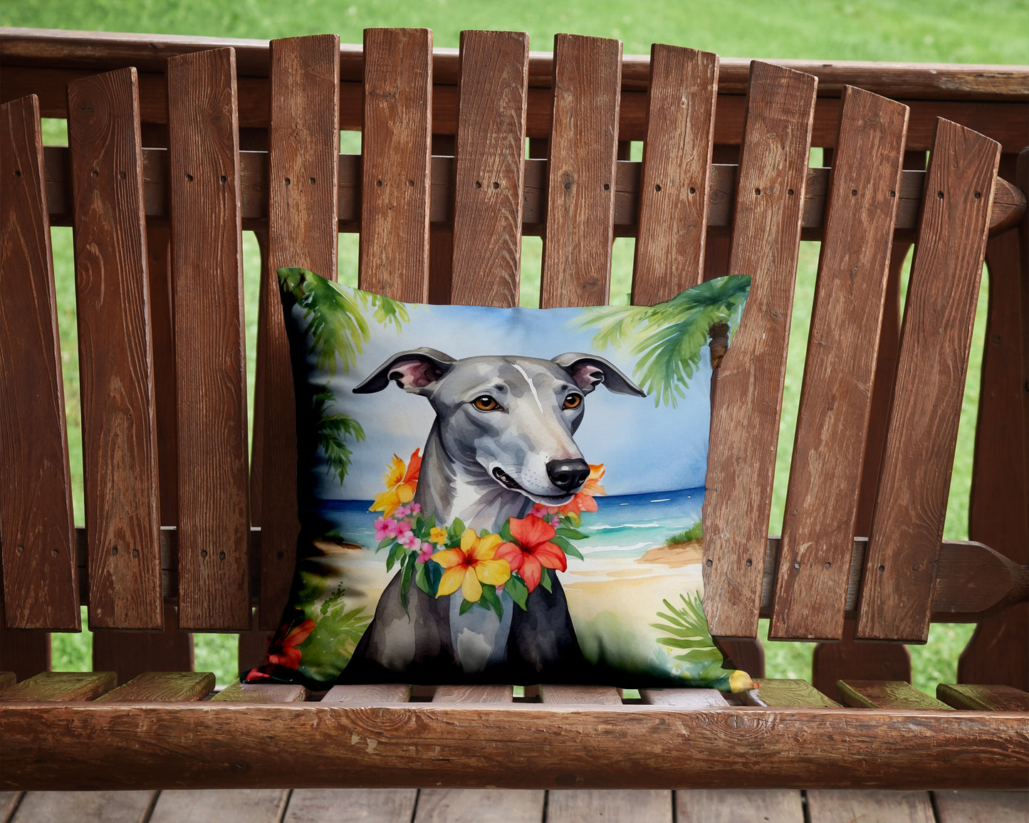 Greyhound Luau Throw Pillow