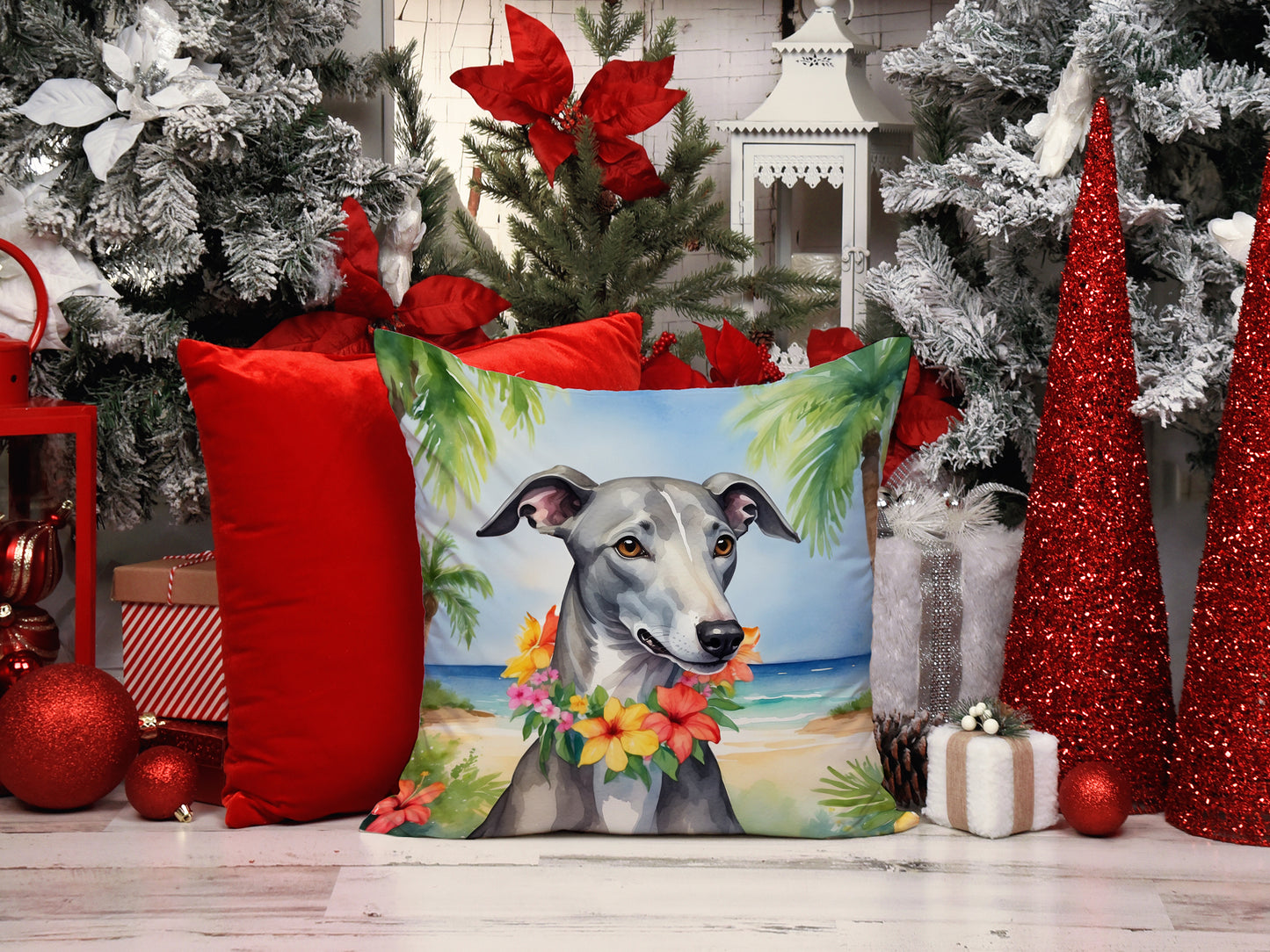 Greyhound Luau Throw Pillow