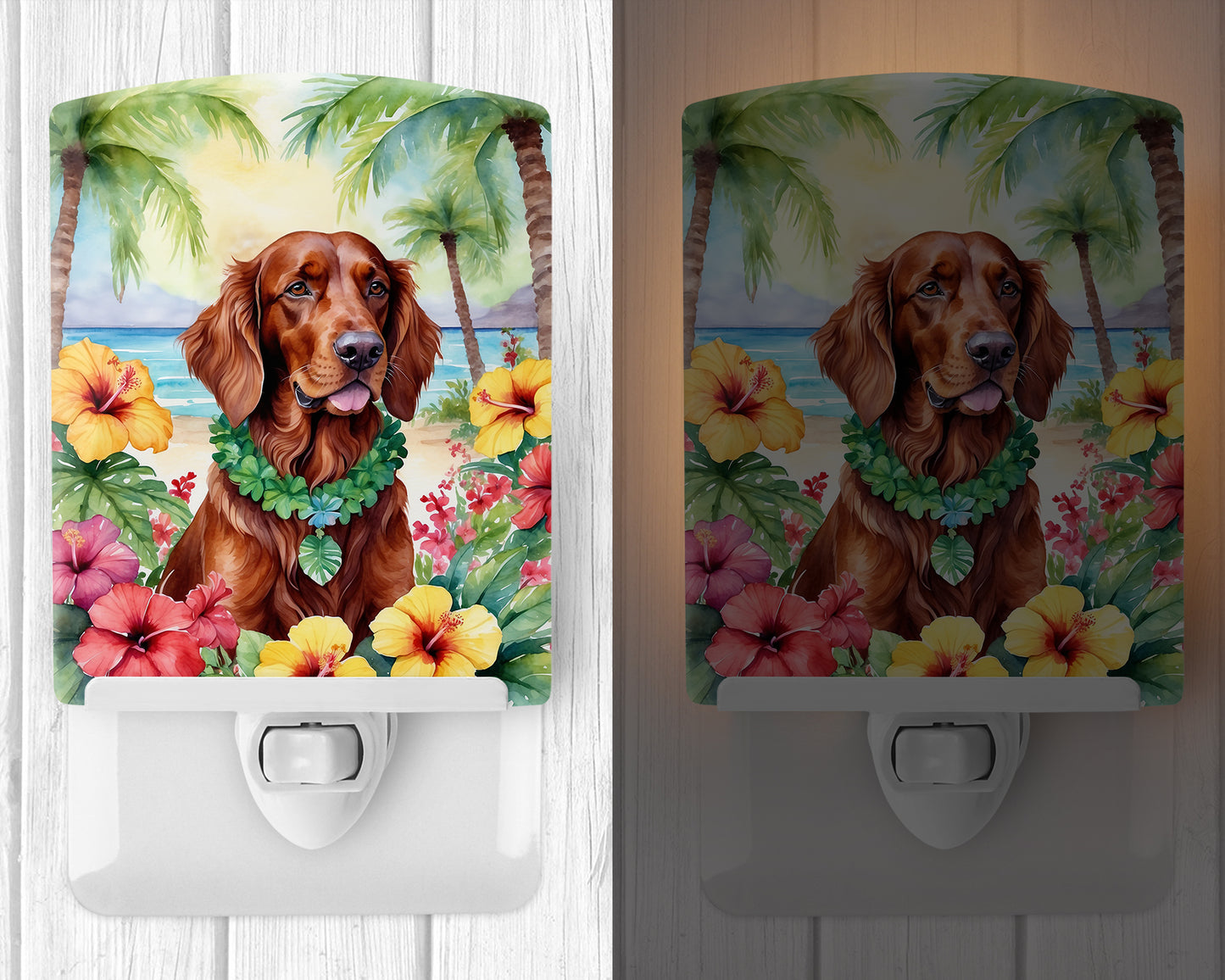 Irish Setter Luau Ceramic Night Light