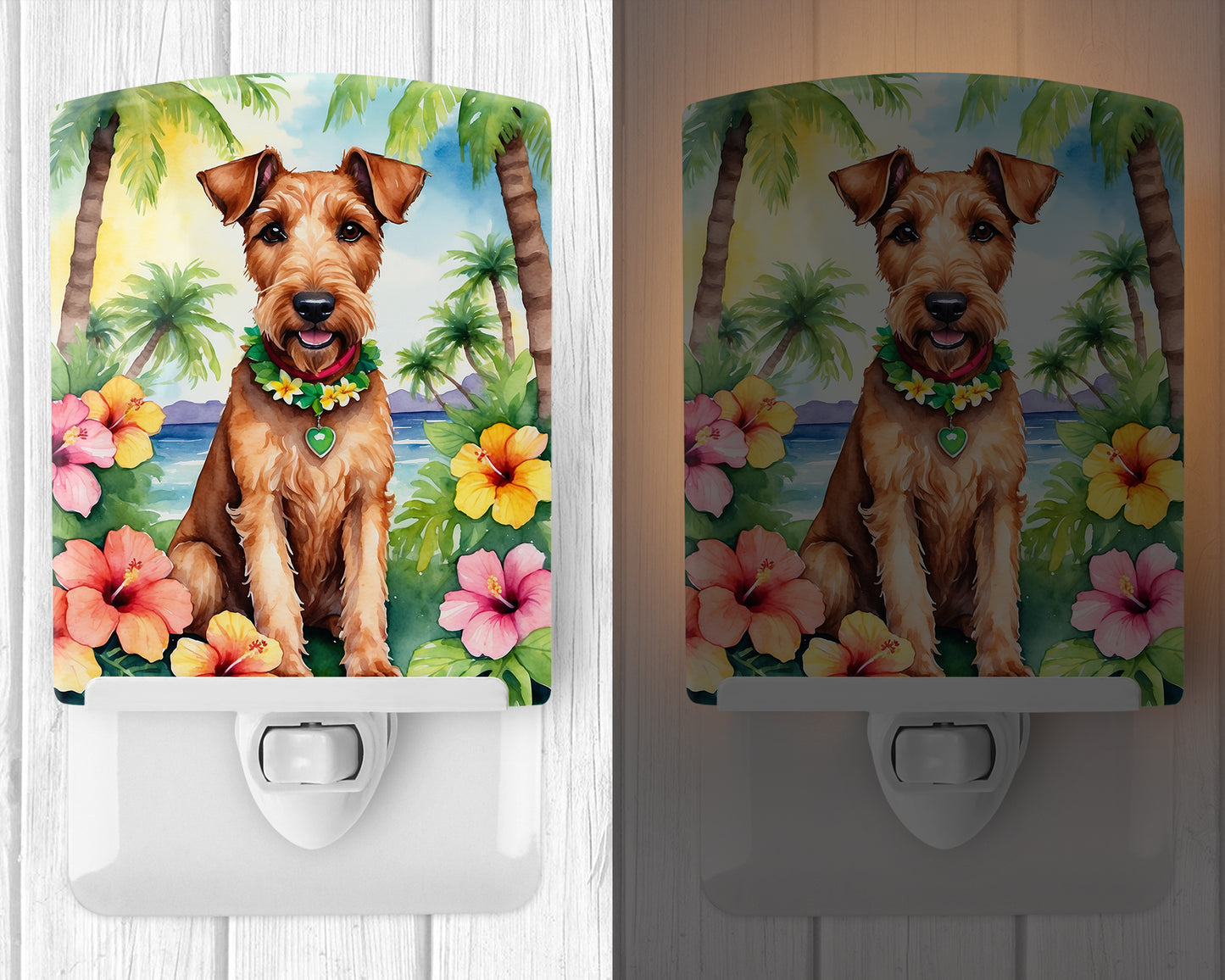 Irish Terrier Luau Ceramic Night Light