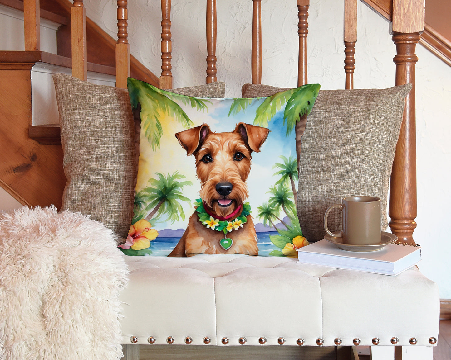 Irish Terrier Luau Throw Pillow