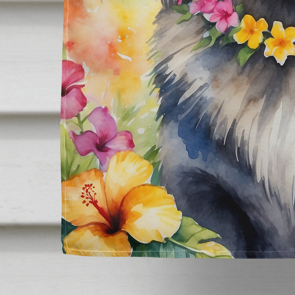 Keeshond Luau House Flag