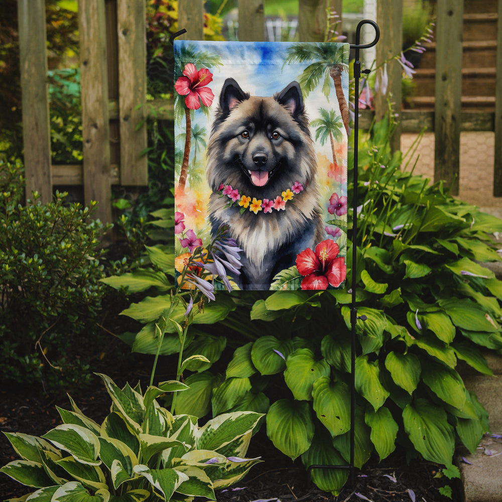 Keeshond Luau Garden Flag
