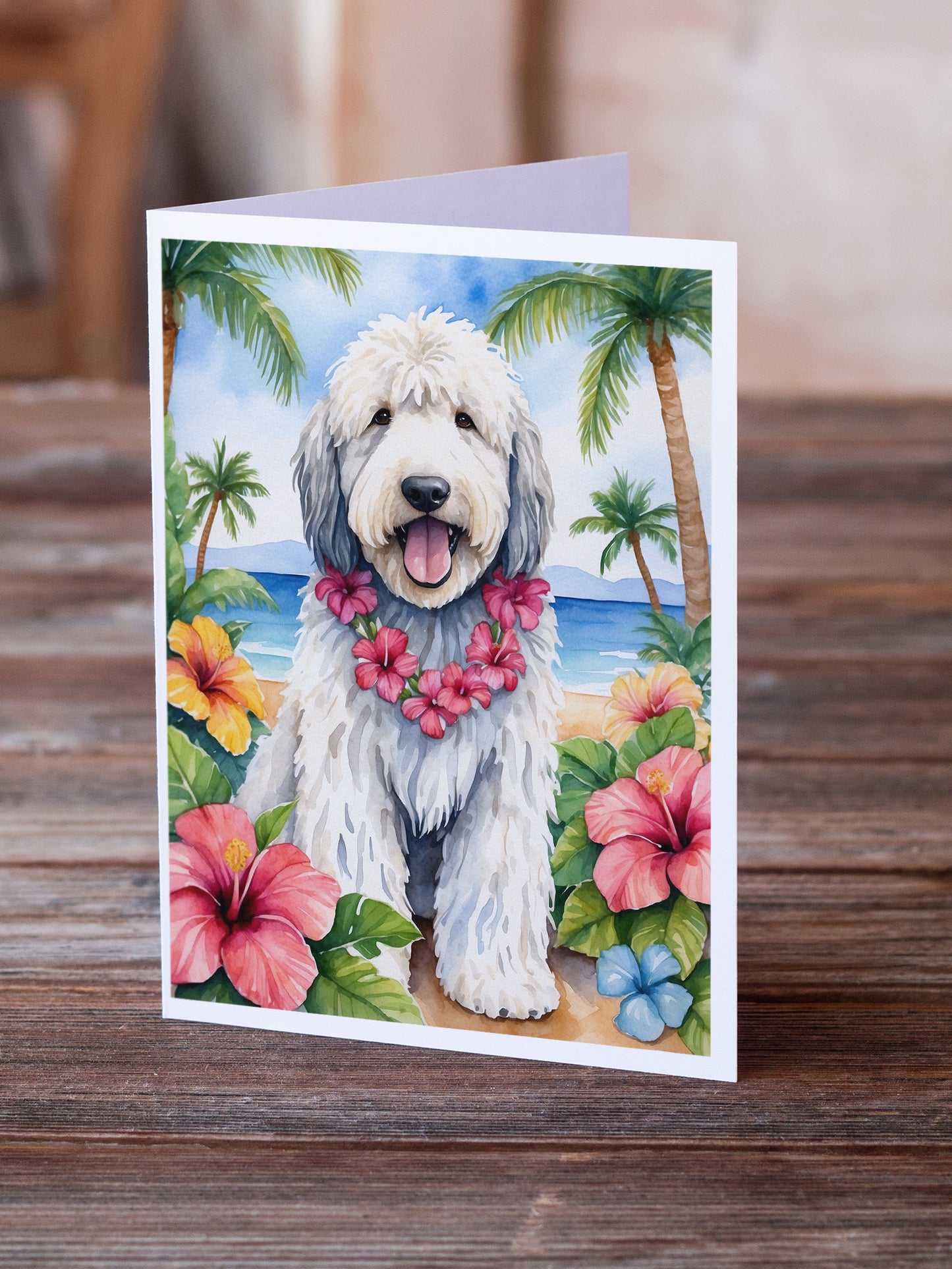 Komondor Luau Greeting Cards Pack of 8