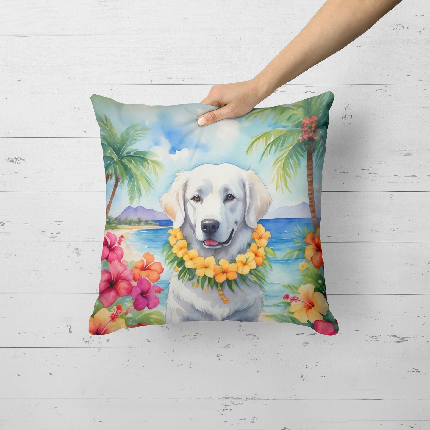 Kuvasz Luau Throw Pillow