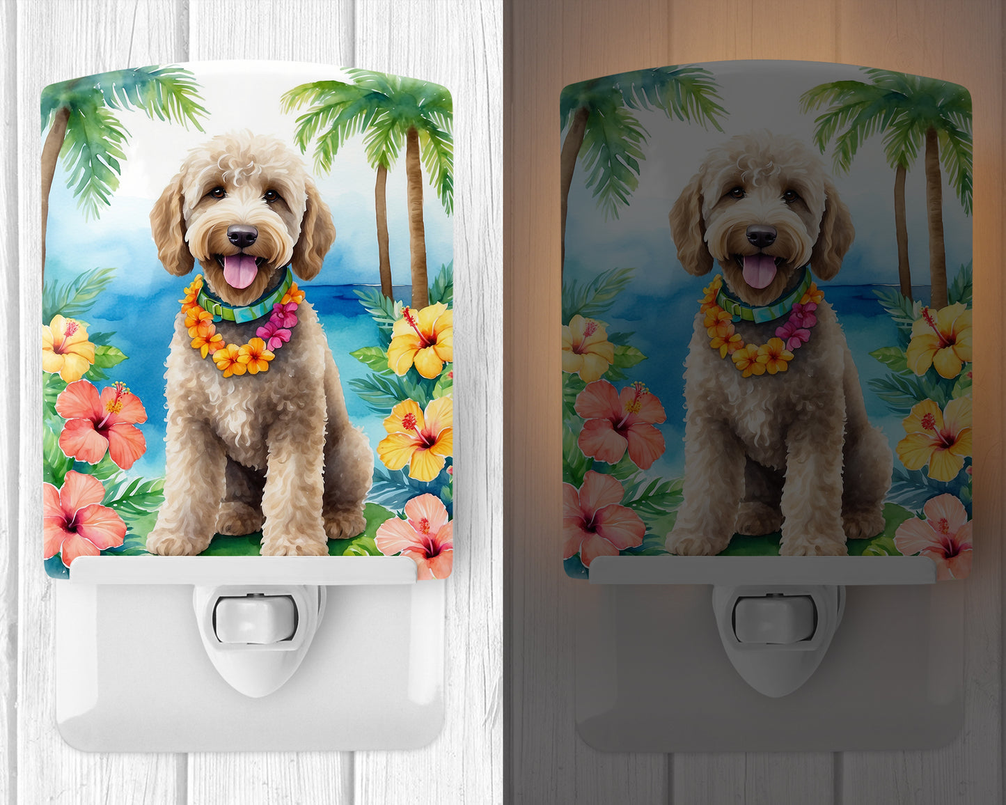 Labradoodle Luau Ceramic Night Light