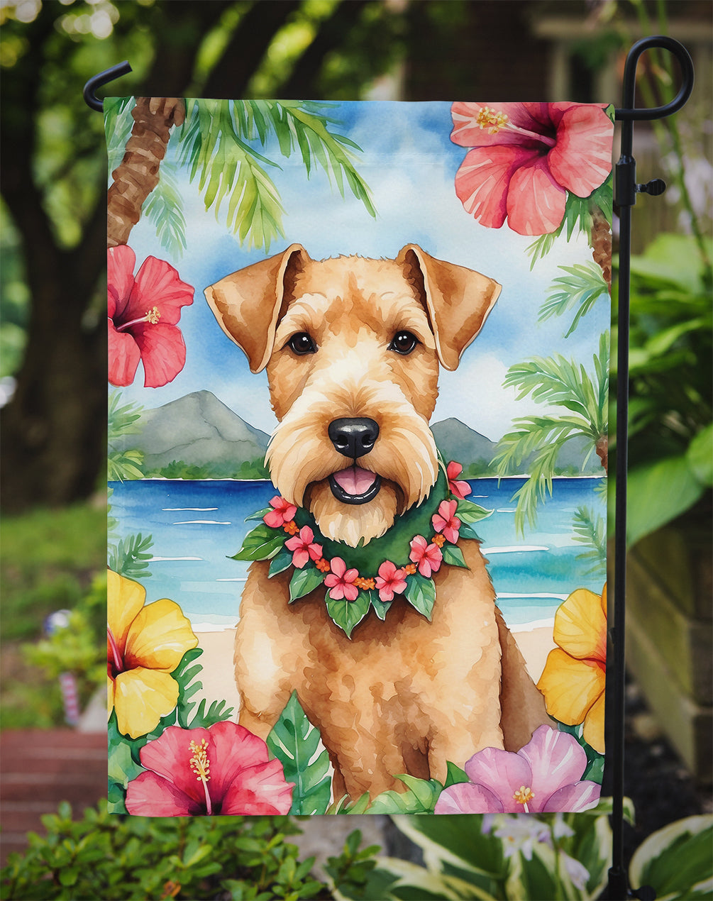 Lakeland Terrier Luau Garden Flag