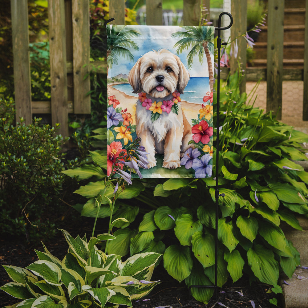 Lhasa Apso Luau Garden Flag