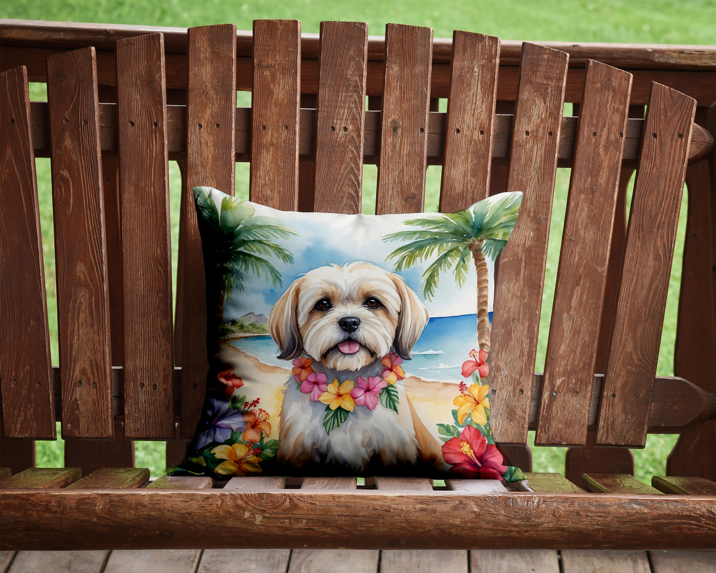 Lhasa Apso Luau Throw Pillow