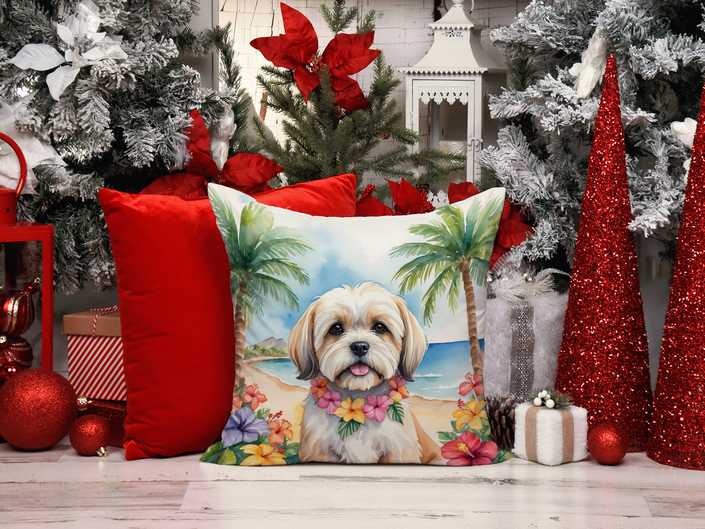 Lhasa Apso Luau Throw Pillow