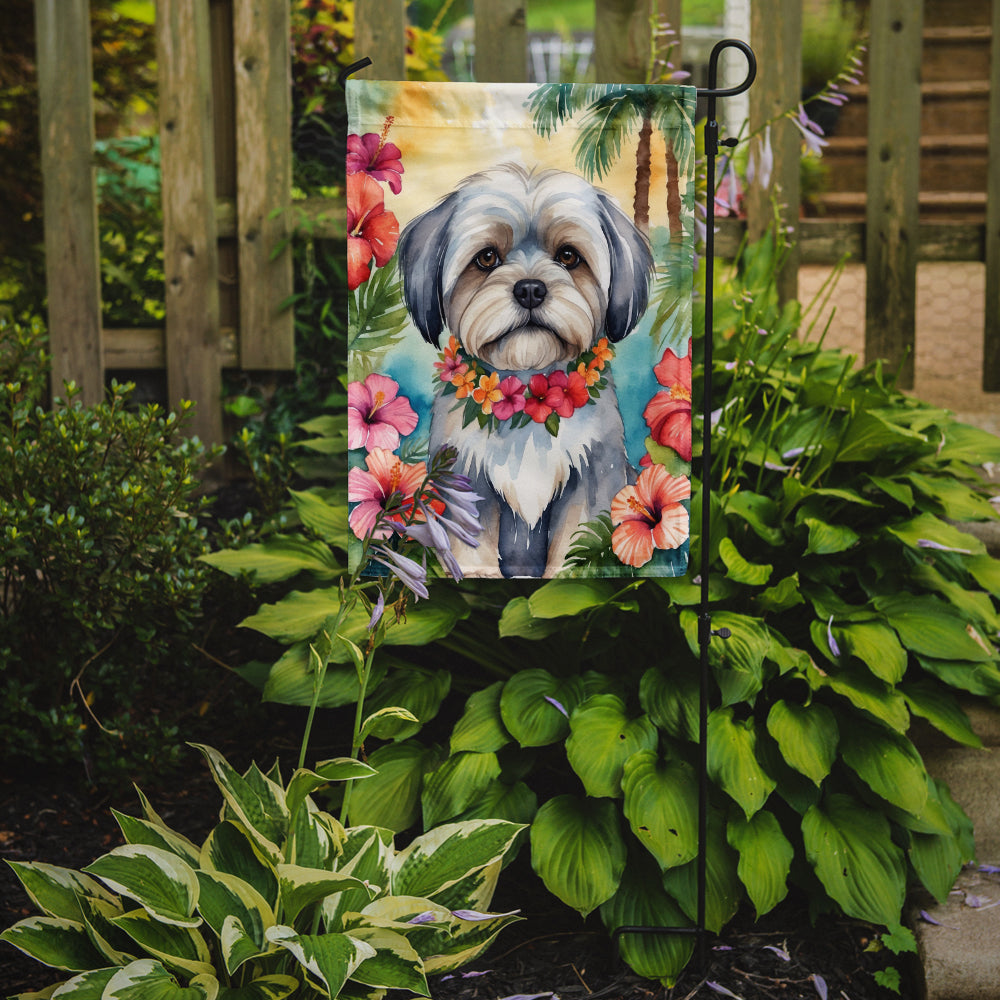 Lhasa Apso Luau Garden Flag