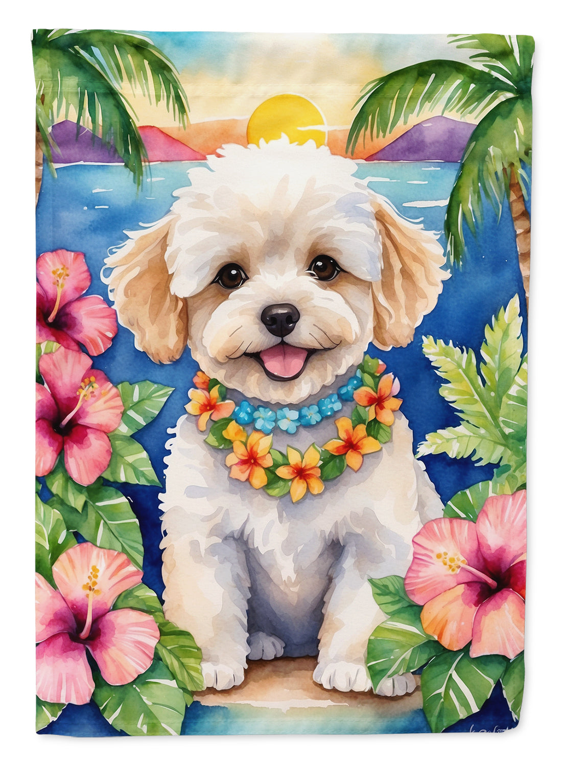 Buy this Maltipoo Luau House Flag