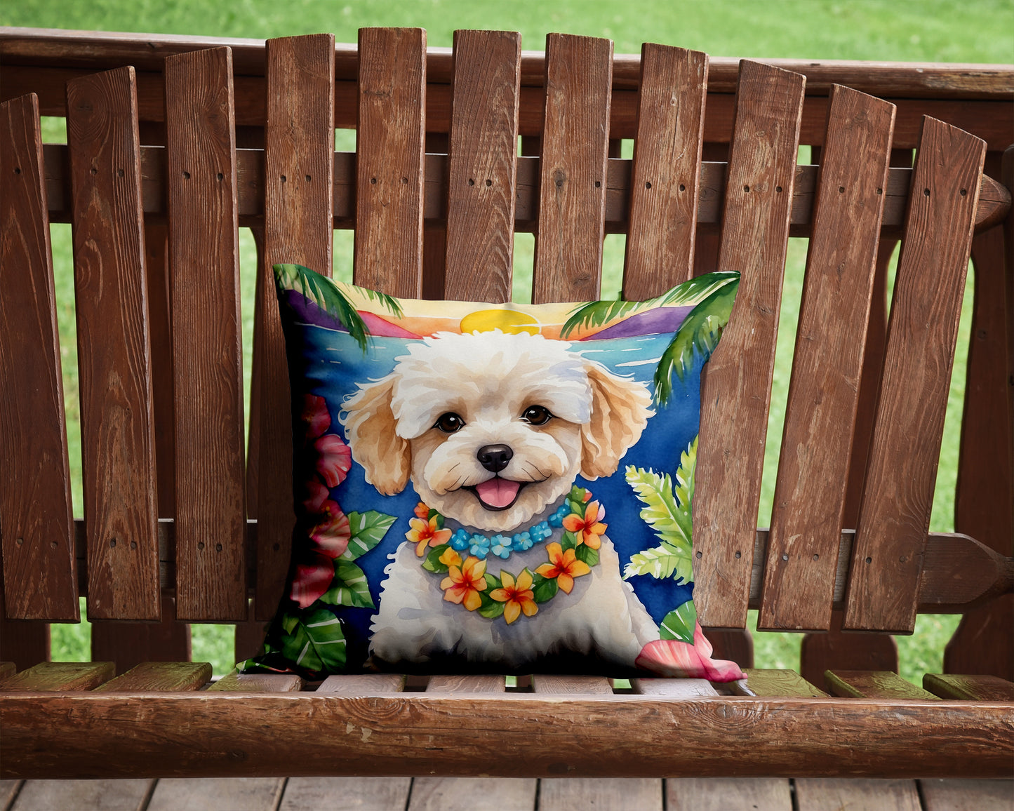 Maltipoo Luau Throw Pillow