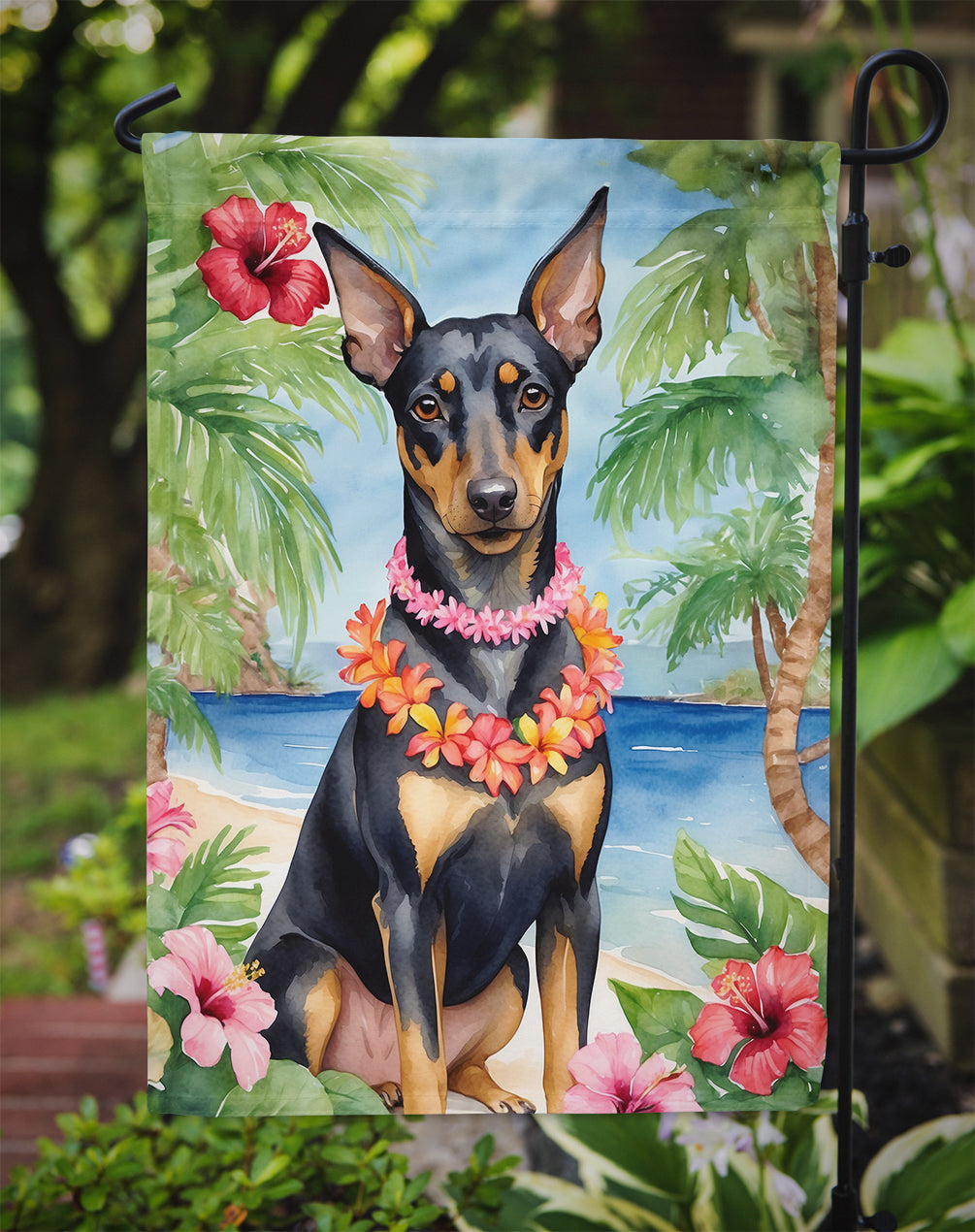 Manchester Terrier Luau Garden Flag