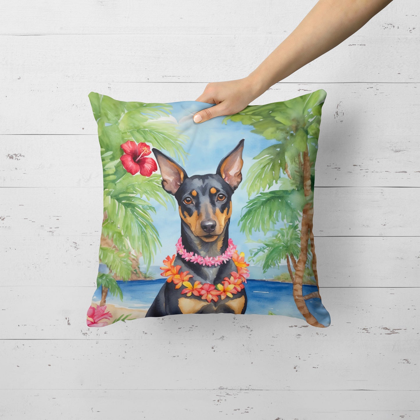 Manchester Terrier Luau Throw Pillow