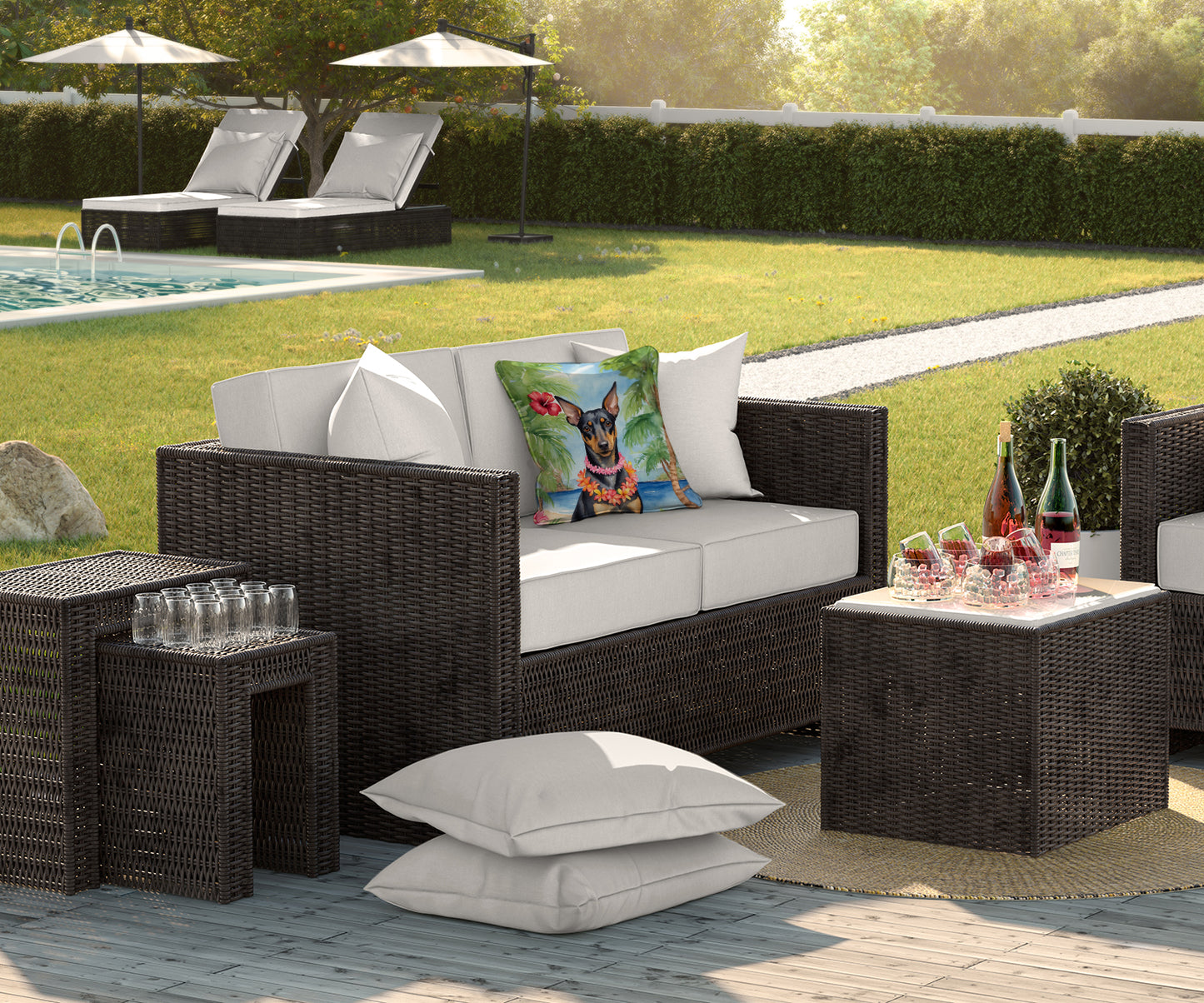 Manchester Terrier Luau Throw Pillow