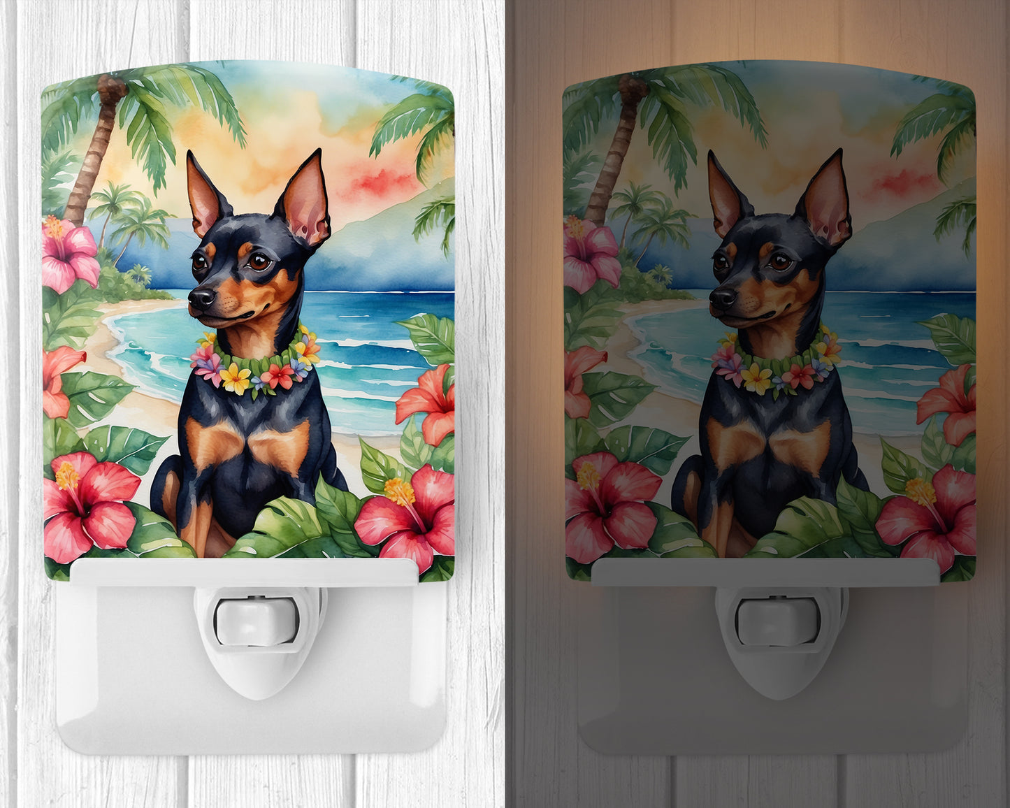 Miniature Pinscher Luau Ceramic Night Light