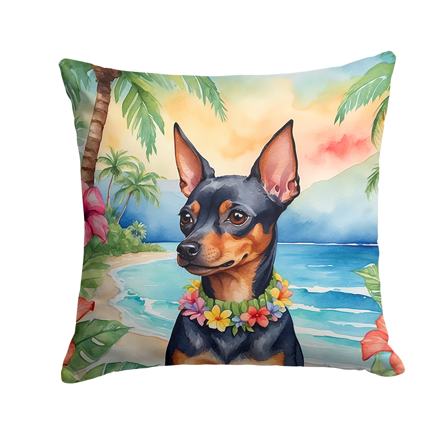 Buy this Miniature Pinscher Luau Throw Pillow