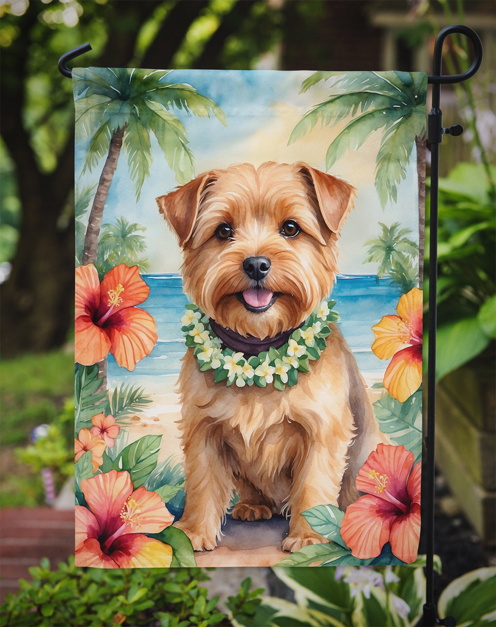 Norfolk Terrier Luau Garden Flag