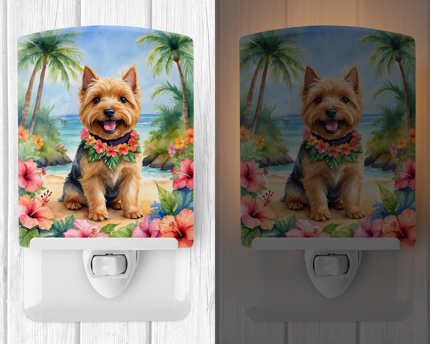 Norwich Terrier Luau Ceramic Night Light