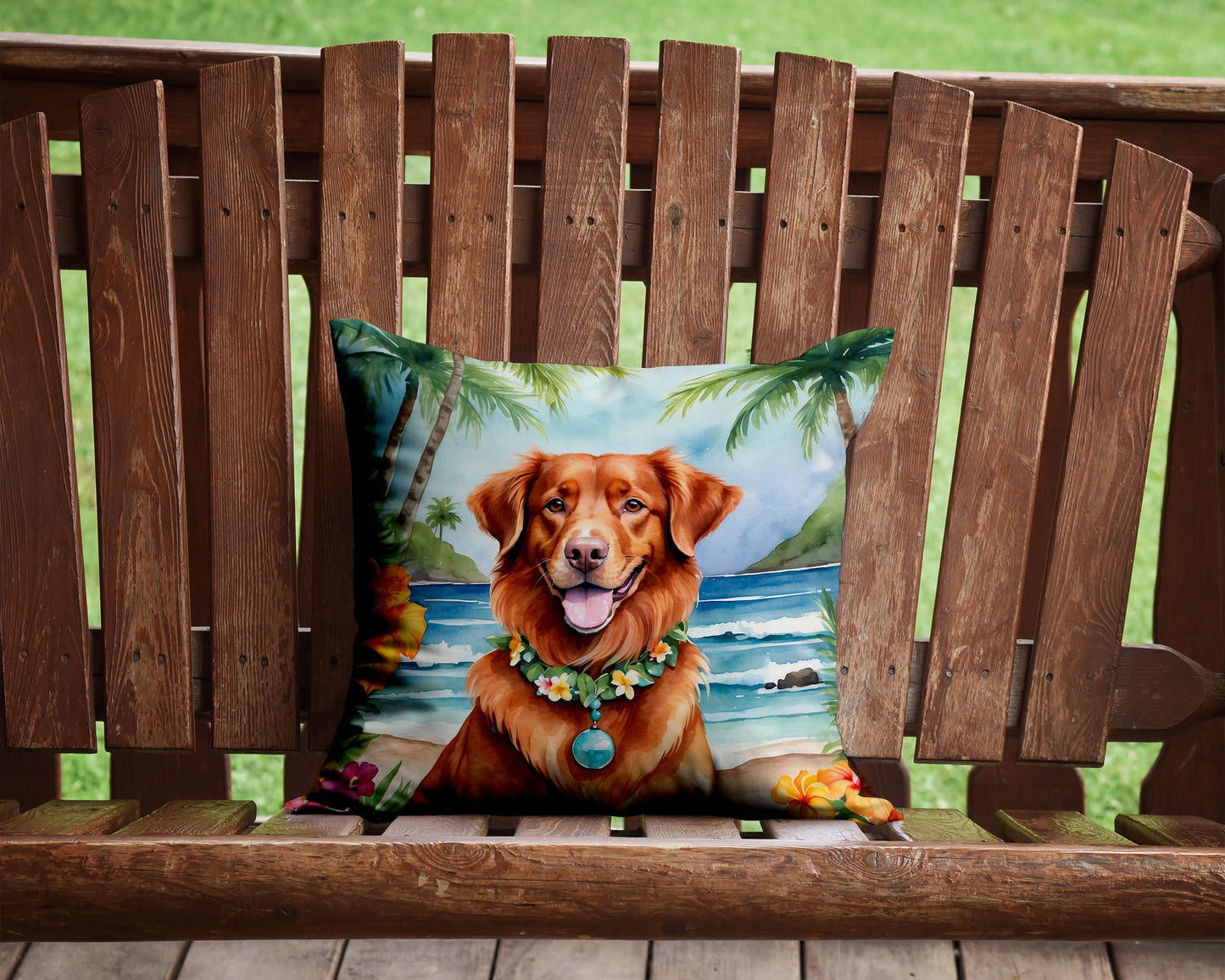 Nova Scotia Duck Tolling Retriever Luau Throw Pillow