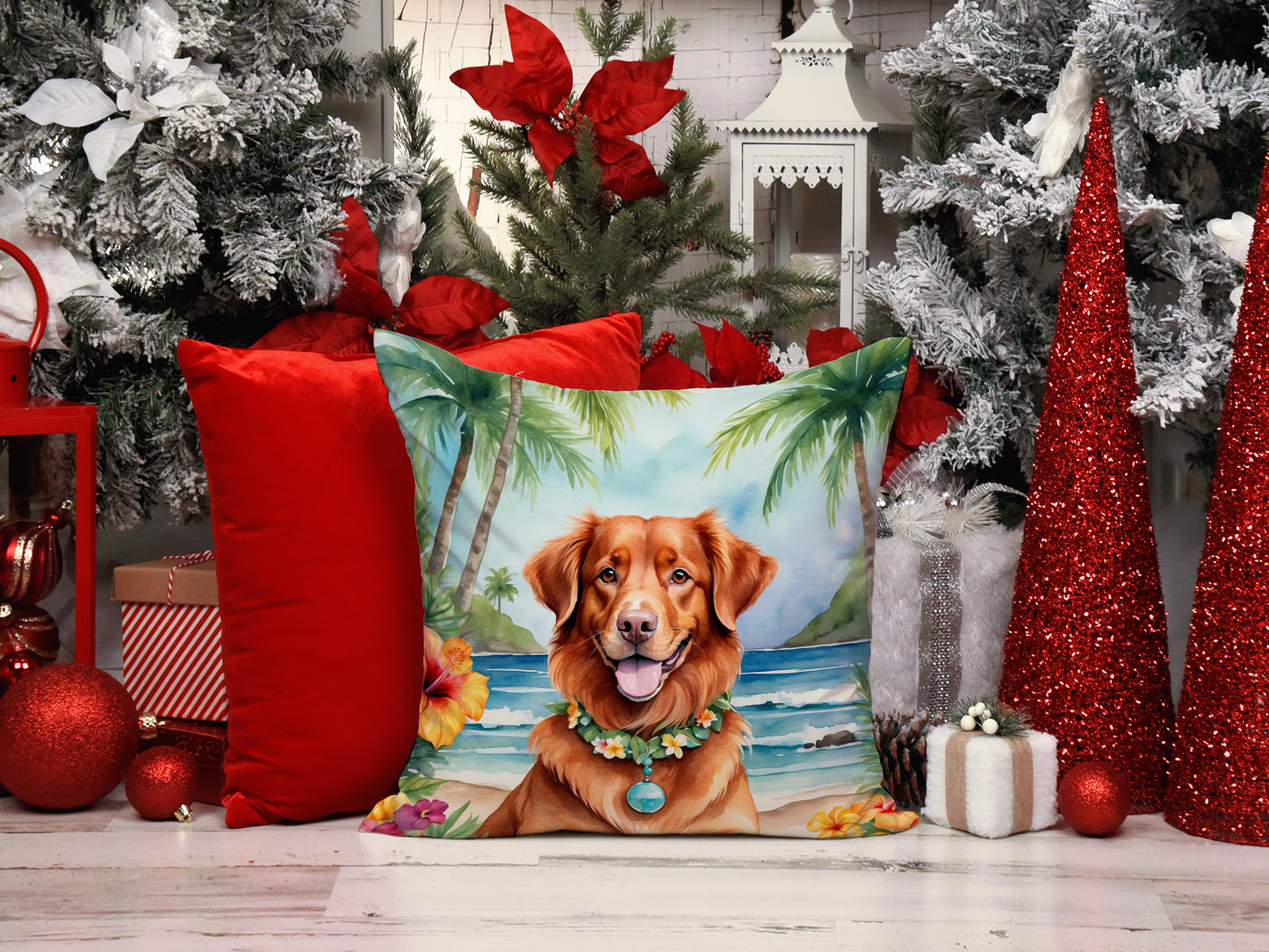 Nova Scotia Duck Tolling Retriever Luau Throw Pillow