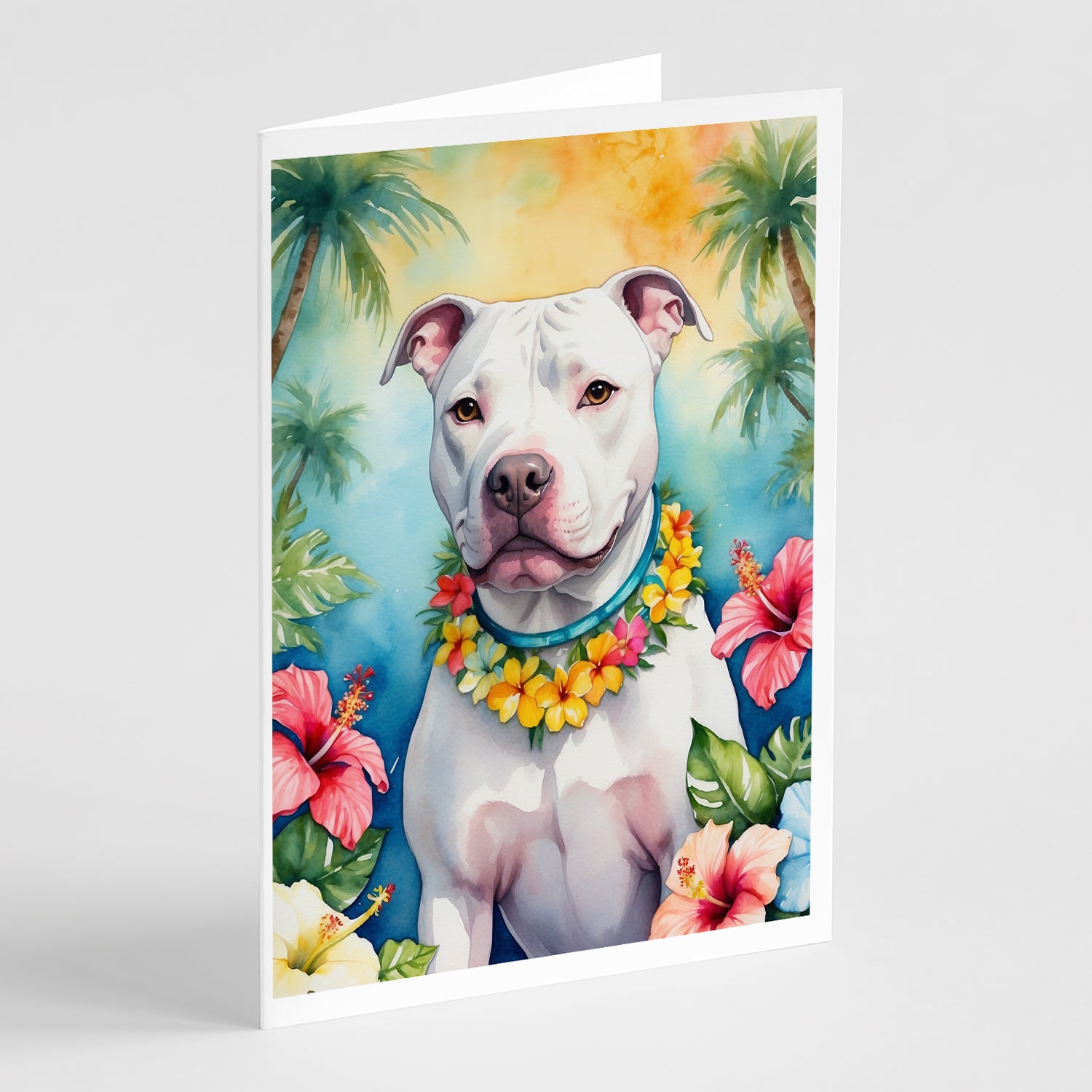 Buy this Pit Bull Terrier Luau Greeting Cards Pack of 8