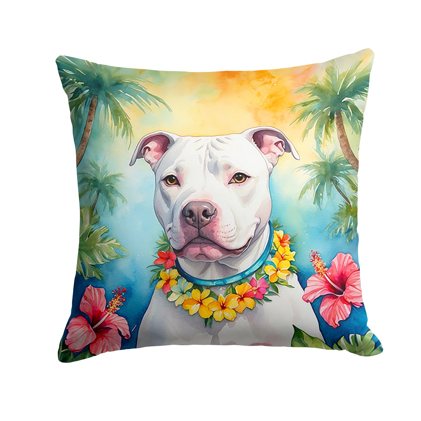 Buy this Pit Bull Terrier Luau Throw Pillow