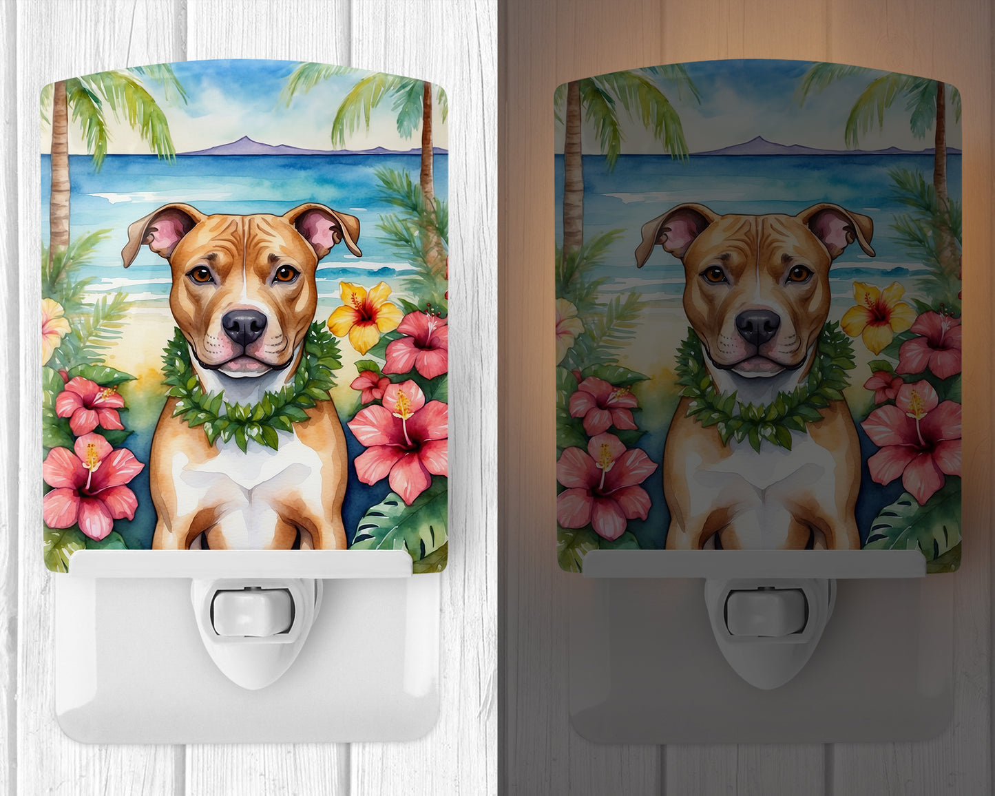 Pit Bull Terrier Luau Ceramic Night Light