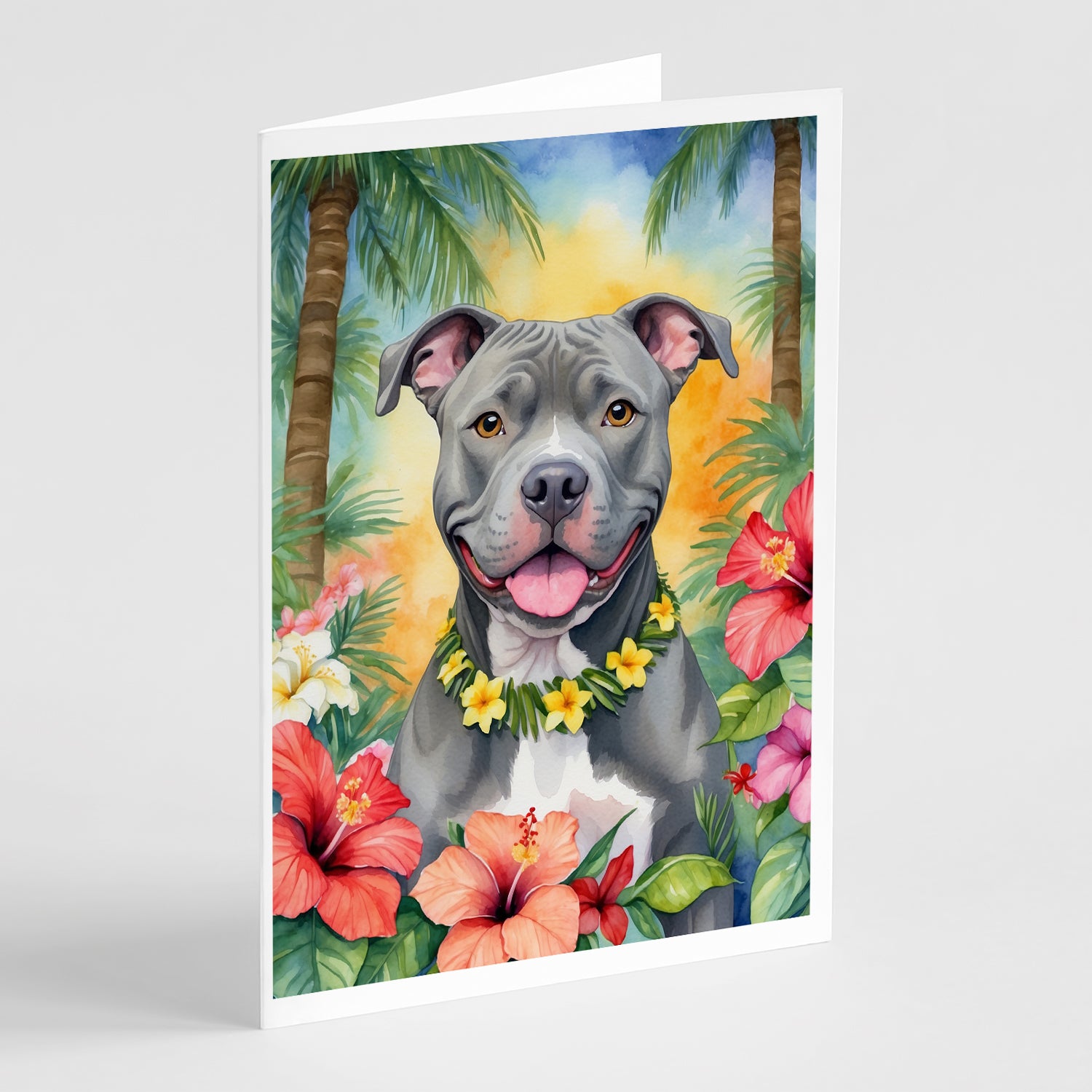 Buy this Pit Bull Terrier Luau Greeting Cards Pack of 8