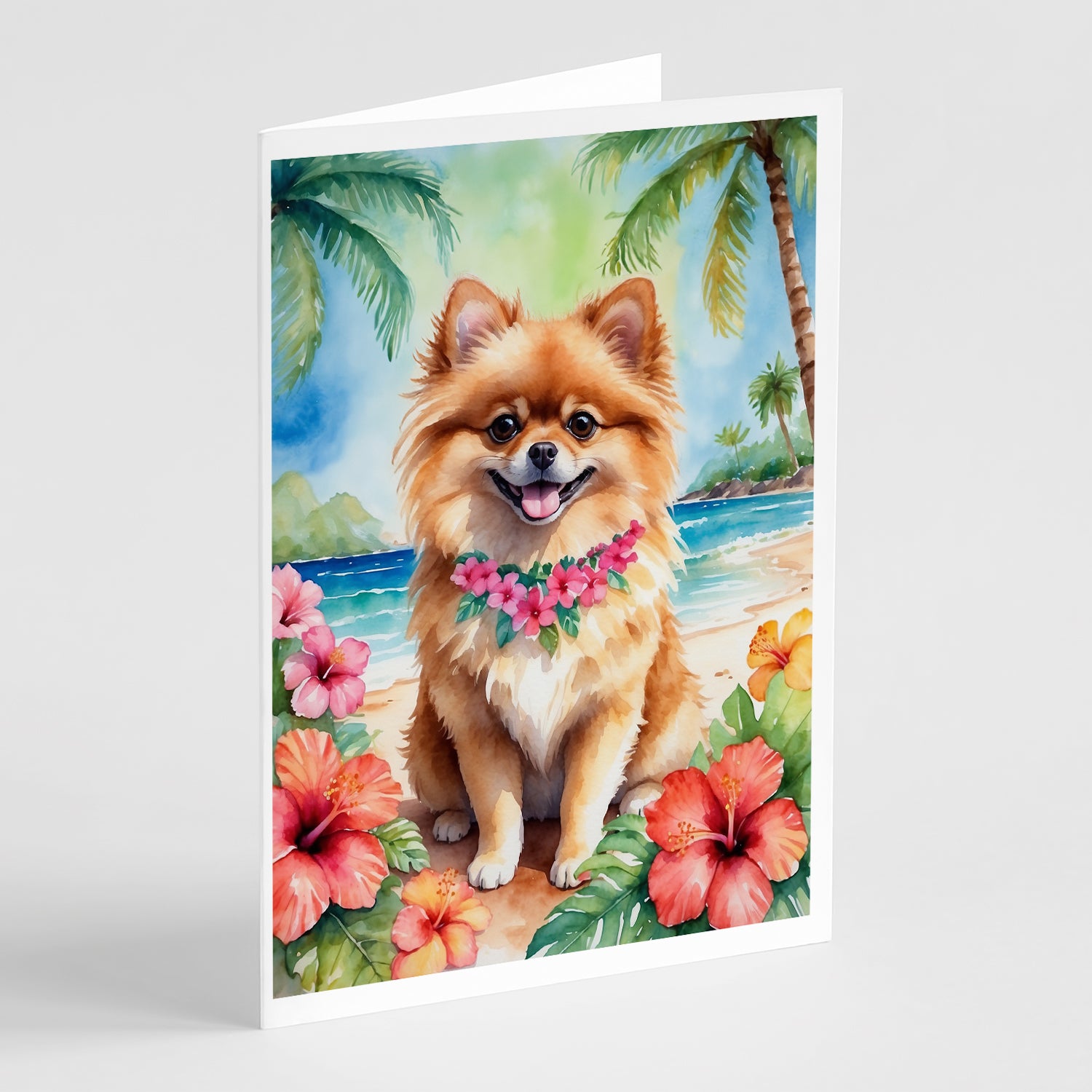 Buy this Pomeranian Luau Greeting Cards Pack of 8