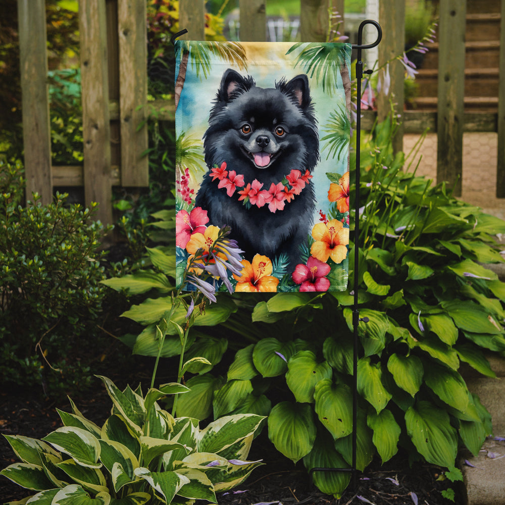 Pomeranian Luau Garden Flag