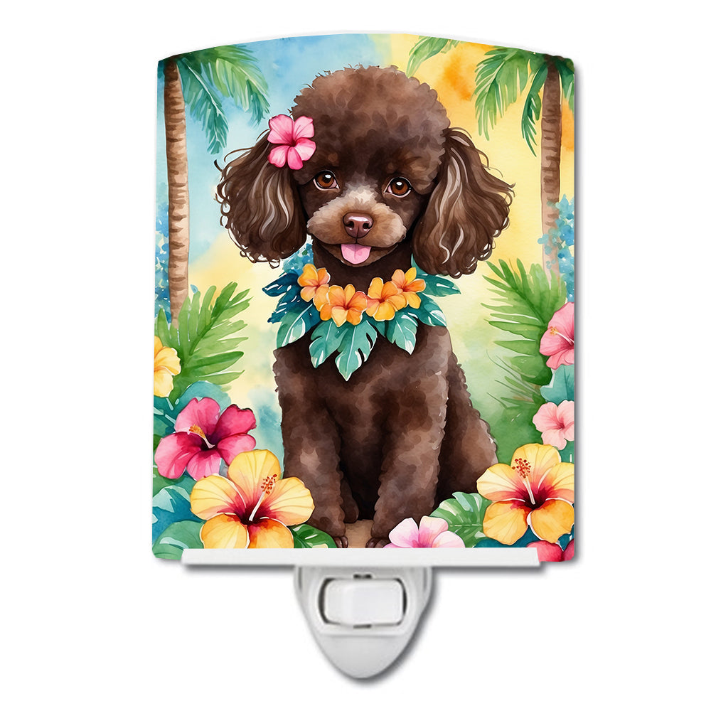 Buy this Chocolate Poodle Luau Ceramic Night Light